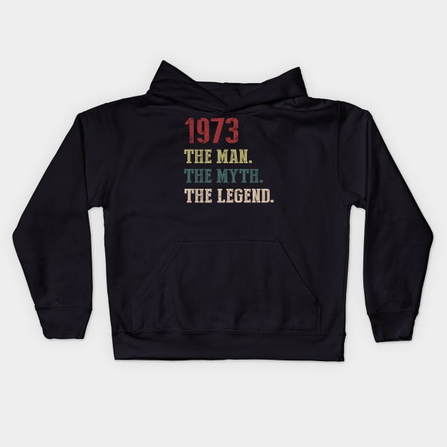 Vintage 1973 The Man The Myth The Legend Gift 47th Birthday Kids Hoodie by Foatui